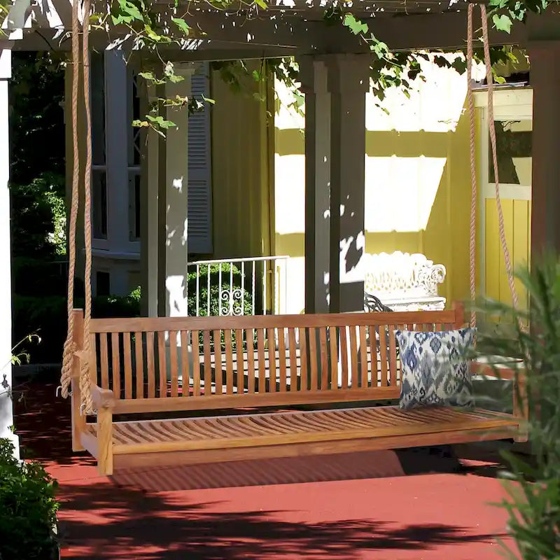 Chic Teak Elzas Teak Wood Outdoor Triple Porch Swing, 71 inch