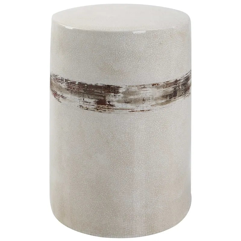 Uttermost Comanche White Ceramic Garden Stool - 13W x 18H x 13D