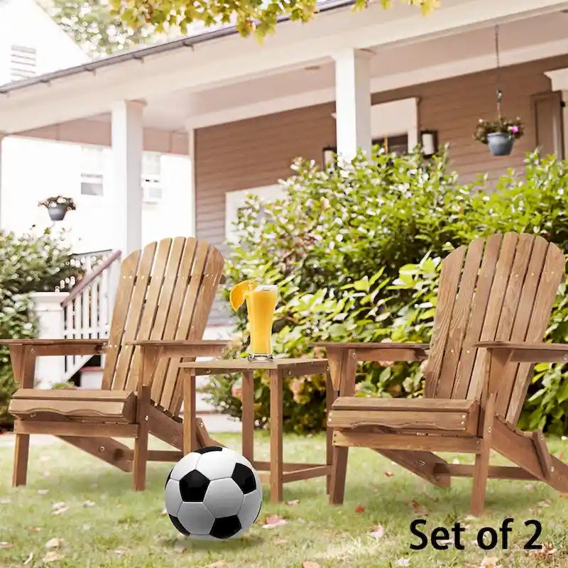 Wood Folding Adirondack Chair Set of 2, Lounge Chair for Outdoor - 31D x 28W x 36H