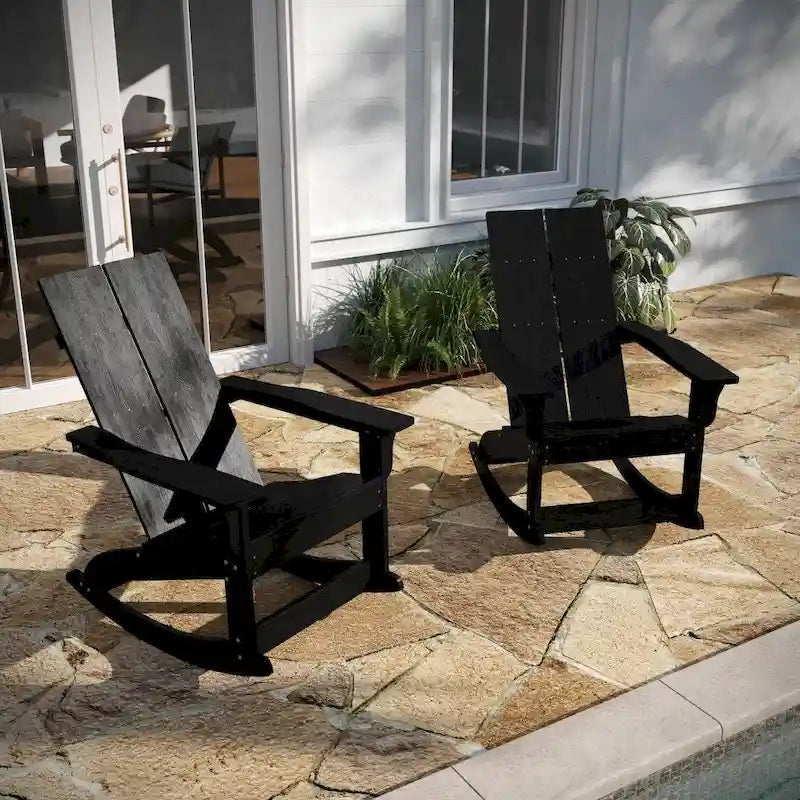 Indoor/Outdoor modern 2-Slat Adirondack Poly Resin Rockers - Set of 2