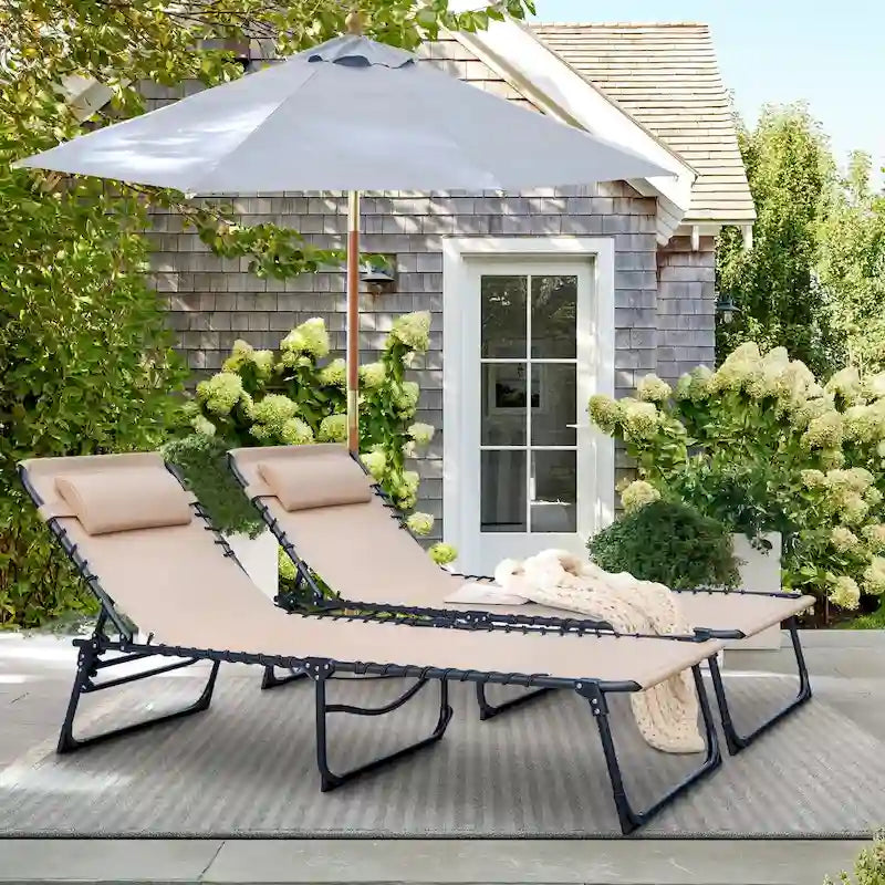 Homall Reclining Patio Lounge Chair Outdoor Sun Lounger Adjustable Chaise Beach Chair