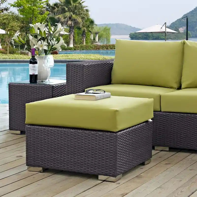 Sadie Upholstered Outdoor Patio Ottoman by Havenside Home