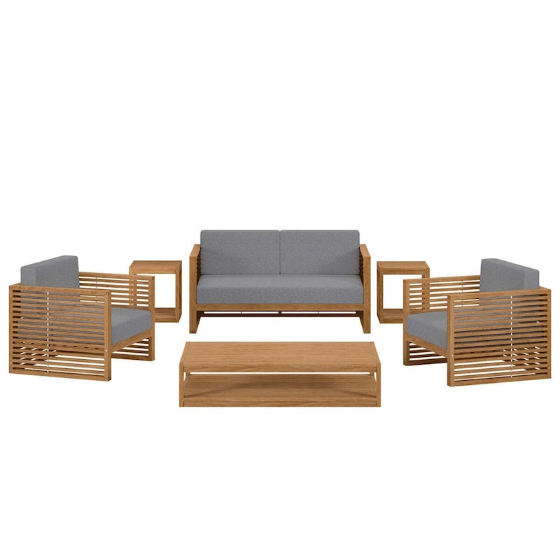 Carlsbad 6-Piece Teak Wood Outdoor Patio Outdoor Patio Set