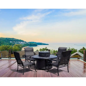 Windermere Backyard Casual Conversation Propane Fire Pit Chat Table Set - N/A