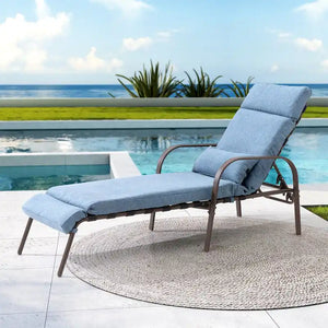 VredHom Outdoor Adjustable Chaise Lounge Chair with Cushion and Pillow - 62.9 L x 19.69 W x 37.80 H