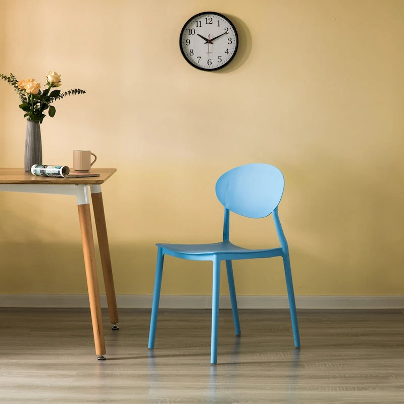 Modern Molded Plastic Outdoor Dining Chair with Oval Back