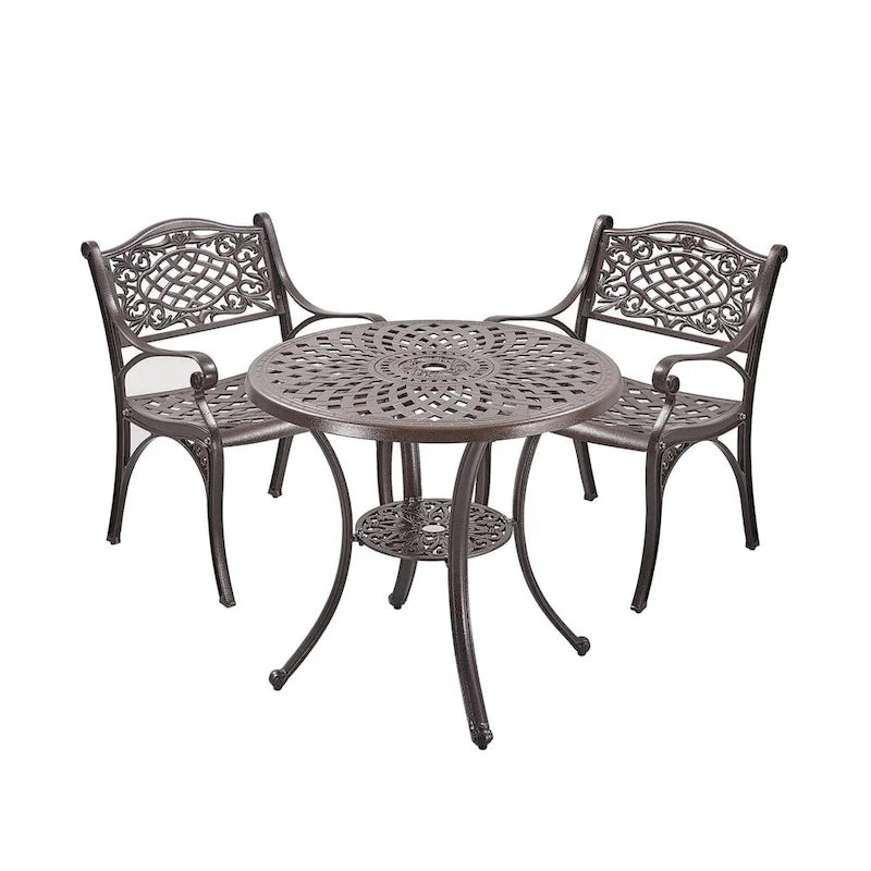 Upland Elizabeth Cast Aluminum Garden Furniture Chairs 3 Pcs Set -Bronze