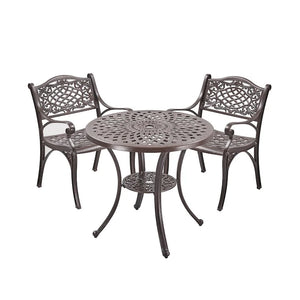 Upland Elizabeth Cast Aluminum Garden Furniture Chairs 3 Pcs Set -Bronze