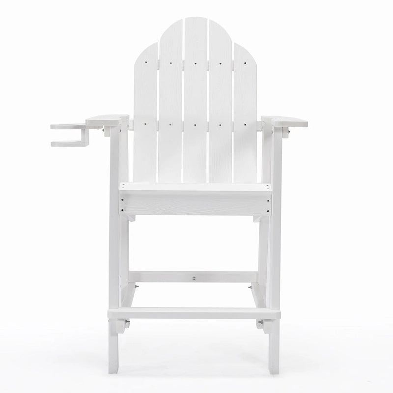 LUE BONA Outdoor Adirondack Chairs with Cup Holder Bar Height Adirondack Bar Stool with Arms for Patio, Garden, Deck (Set of 2)