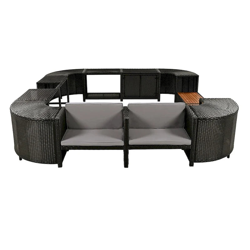 Quadrilateral Outdoor Rattan Sectional Sofa Set