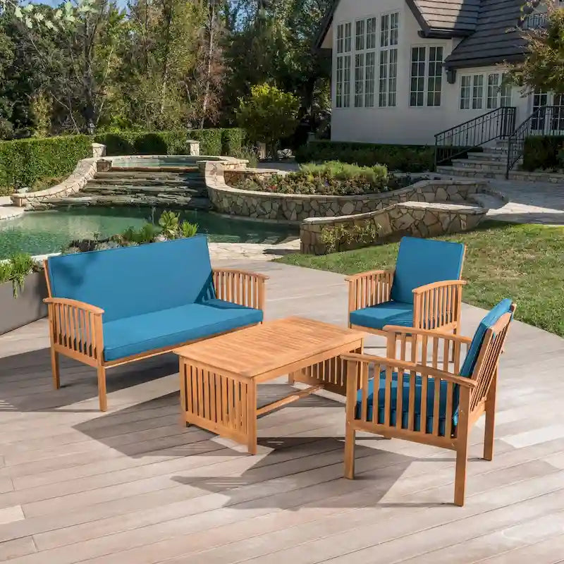 4PCS Outdoor Acacia Wood Sofa Set