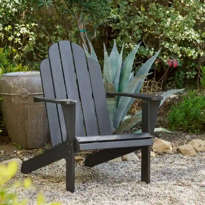 Scully Black Acacia Wood Outdoor Adirondack Chair