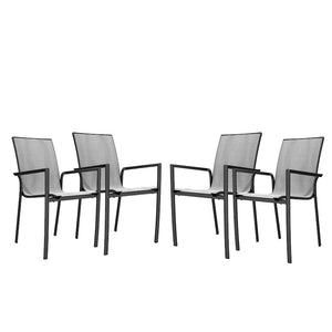 Outdoor Patio Grey Aluminum Dining Chairs (Set of 4 or 2)