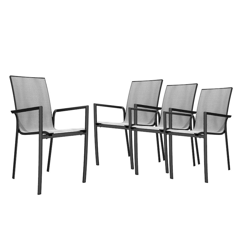Outdoor Patio Grey Aluminum Dining Chairs (Set of 4 or 2)