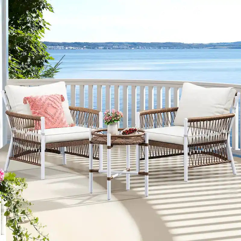 Moasis 3 Piece Patio Wicker(PE) Adirondack Chair Set - 3Pcs