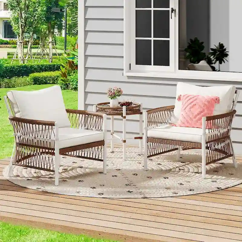 Moasis 3 Piece Patio Wicker(PE) Adirondack Chair Set - 3Pcs