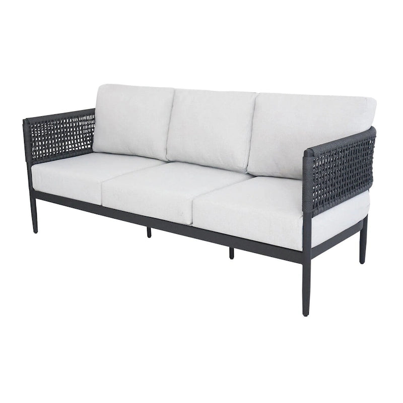 Outdoor Woven Abaca Rope 3 Seater Patio Sofa with Cushions