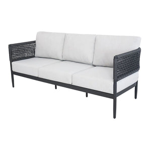 Outdoor Woven Abaca Rope 3 Seater Patio Sofa with Cushions