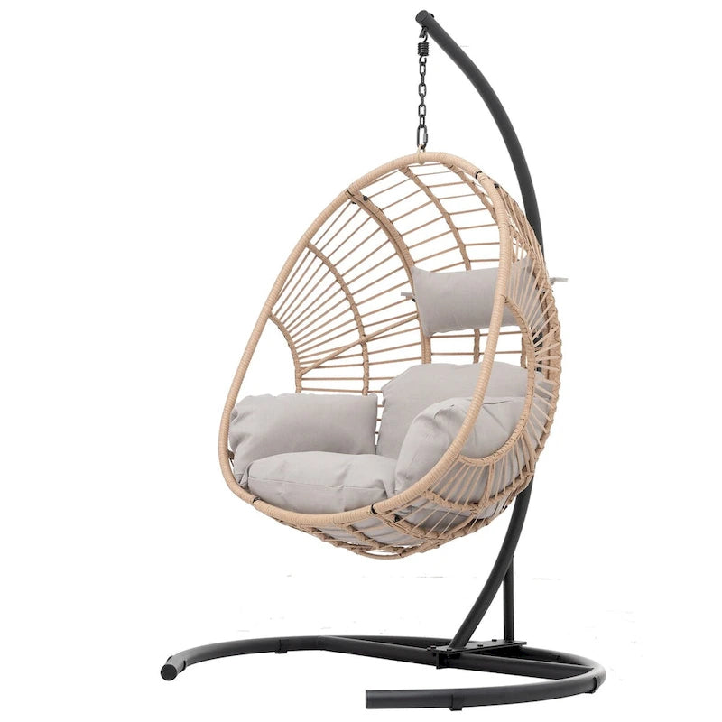 Outdoor Indoor Black color PE Wicker Swing Egg chair