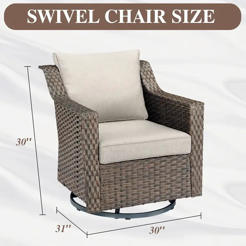 2 Pieces Wicker Swivel Rocking Chairs Set - Brown