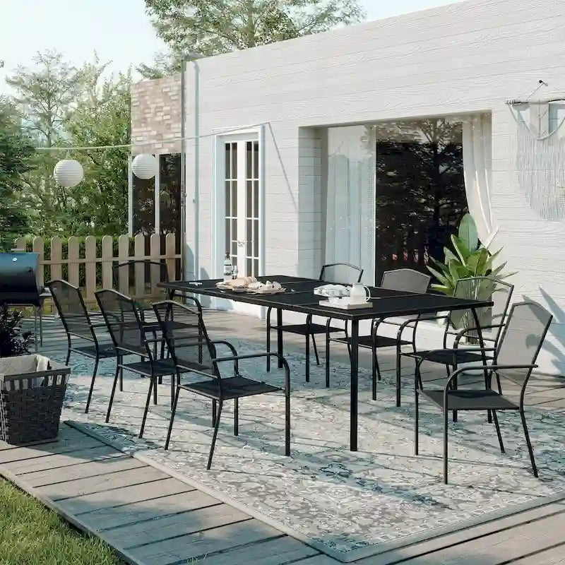 9PCS Patio Dining Set with Dining Table & Mesh Dining Chairs