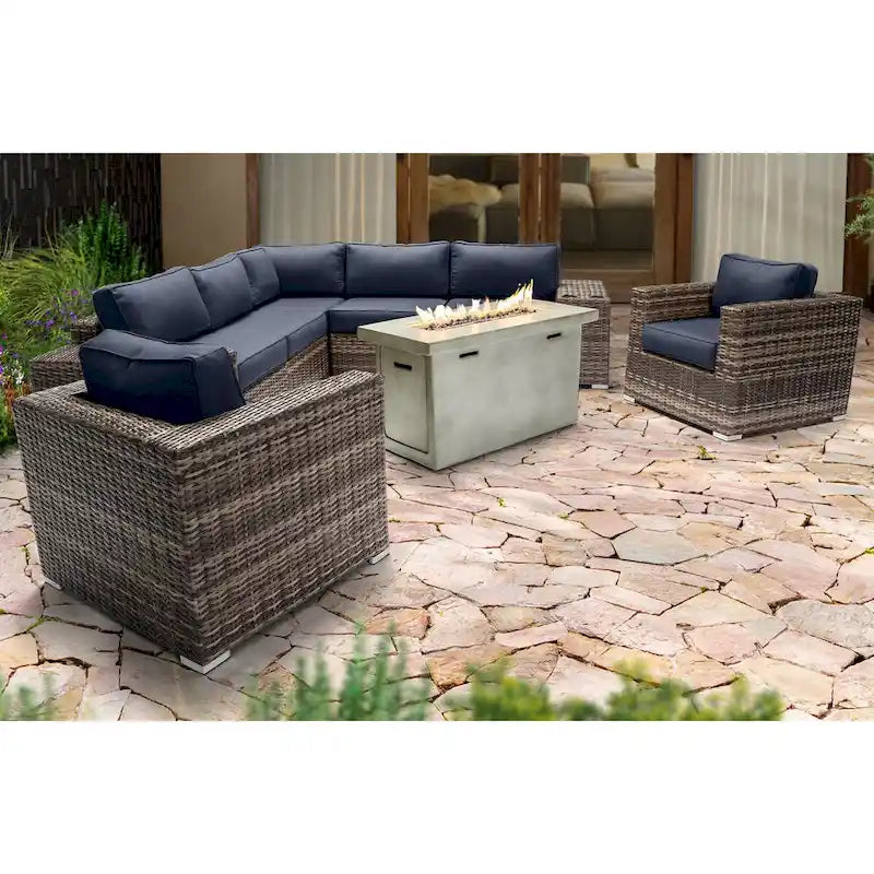 LSI 6 Person Seating Group With Sunbrella Cushions And Concrete Firepit
